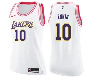 Women's Nike Los Angeles Lakers #10 Tyler Ennis Swingman White Pink Fashion NBA Jersey