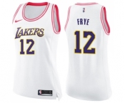 Women's Nike Los Angeles Lakers #12 Channing Frye Swingman WhitePink Fashion NBA Jersey