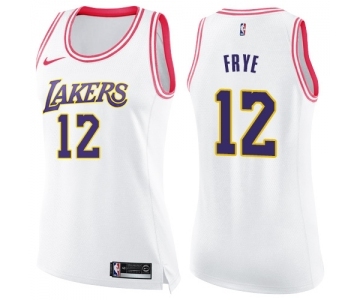 Women's Nike Los Angeles Lakers #12 Channing Frye Swingman WhitePink Fashion NBA Jersey