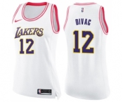 Women's Nike Los Angeles Lakers #12 Vlade Divac Swingman White Pink Fashion NBA Jersey