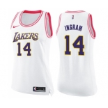 Women's Nike Los Angeles Lakers #14 Brandon Ingram Swingman WhitePink Fashion NBA Jersey