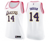 Women's Nike Los Angeles Lakers #14 Brandon Ingram Swingman WhitePink Fashion NBA Jersey