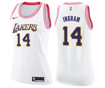 Women's Nike Los Angeles Lakers #14 Brandon Ingram Swingman WhitePink Fashion NBA Jersey