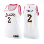 Women's Nike Los Angeles Lakers #2 Derek Fisher Swingman WhitePink Fashion NBA Jersey