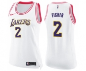 Women's Nike Los Angeles Lakers #2 Derek Fisher Swingman WhitePink Fashion NBA Jersey