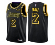 Women's Nike Los Angeles Lakers #2 Lonzo Ball Swingman Black NBA Jersey - City Edition