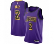 Women's Nike Los Angeles Lakers #2 Lonzo Ball Swingman Purple NBA Jersey - City Edition