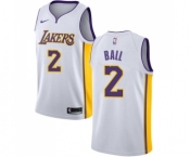 Women's Nike Los Angeles Lakers #2 Lonzo Ball Swingman White NBA Jersey - Association Edition