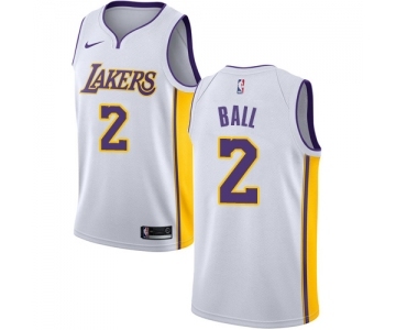 Women's Nike Los Angeles Lakers #2 Lonzo Ball Swingman White NBA Jersey - Association Edition