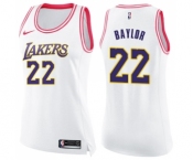 Women's Nike Los Angeles Lakers #22 Elgin Baylor Swingman WhitePink Fashion NBA Jersey