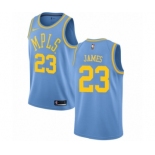 Women's Nike Los Angeles Lakers #23 LeBron James Authentic Blue Hardwood Classics NBA Jersey