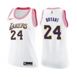 Women's Nike Los Angeles Lakers #24 Kobe Bryant Swingman White Pink Fashion NBA Jersey