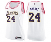 Women's Nike Los Angeles Lakers #24 Kobe Bryant Swingman White Pink Fashion NBA Jersey