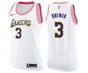 Women's Nike Los Angeles Lakers #3 Corey Brewer Swingman WhitePink Fashion NBA Jersey