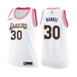 Women's Nike Los Angeles Lakers #30 Julius Randle Swingman WhitePink Fashion NBA Jersey