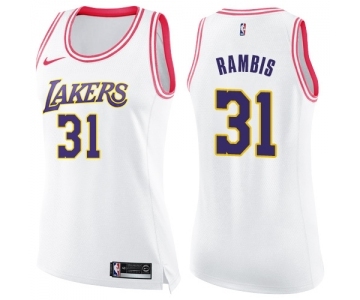 Women's Nike Los Angeles Lakers #31 Kurt Rambis Swingman White Pink Fashion NBA Jersey