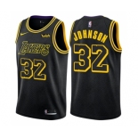 Women's Nike Los Angeles Lakers #32 Magic Johnson Swingman Black NBA Jersey - City Edition