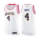 Women's Nike Los Angeles Lakers #4 Byron Scott Swingman WhitePink Fashion NBA Jersey