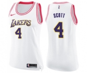 Women's Nike Los Angeles Lakers #4 Byron Scott Swingman WhitePink Fashion NBA Jersey