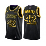 Women's Nike Los Angeles Lakers #42 James Worthy Swingman Black NBA Jersey - City Edition