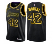 Women's Nike Los Angeles Lakers #42 James Worthy Swingman Black NBA Jersey - City Edition