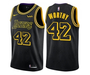 Women's Nike Los Angeles Lakers #42 James Worthy Swingman Black NBA Jersey - City Edition