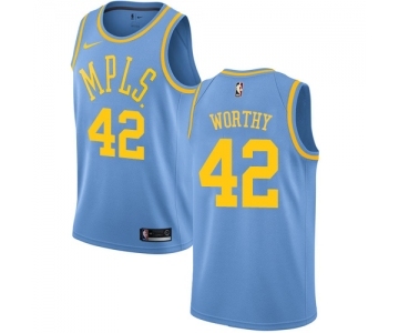 Women's Nike Los Angeles Lakers #42 James Worthy Swingman Blue Hardwood Classics NBA Jersey