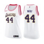 Women's Nike Los Angeles Lakers #44 Jerry West Swingman WhitePink Fashion NBA Jersey