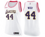 Women's Nike Los Angeles Lakers #44 Jerry West Swingman WhitePink Fashion NBA Jersey