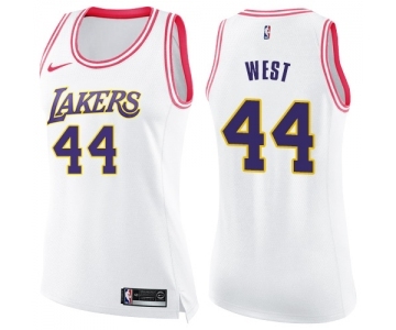 Women's Nike Los Angeles Lakers #44 Jerry West Swingman WhitePink Fashion NBA Jersey