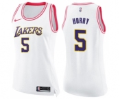 Women's Nike Los Angeles Lakers #5 Robert Horry Swingman White Pink Fashion NBA Jersey