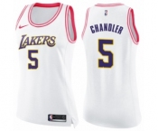 Women's Nike Los Angeles Lakers #5 Tyson Chandler Swingman White Pink Fashion NBA Jersey