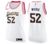 Women's Nike Los Angeles Lakers #52 Jamaal Wilkes Swingman WhitePink Fashion NBA Jersey