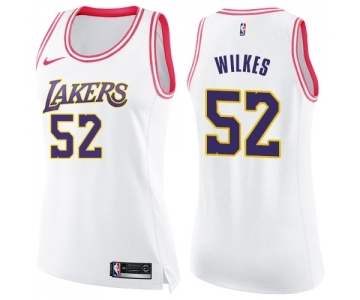 Women's Nike Los Angeles Lakers #52 Jamaal Wilkes Swingman WhitePink Fashion NBA Jersey