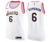 Women's Nike Los Angeles Lakers #6 Lance Stephenson Swingman White Pink Fashion NBA Jersey