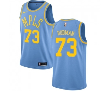 Women's Nike Los Angeles Lakers #73 Dennis Rodman Swingman Blue Hardwood Classics NBA Jersey