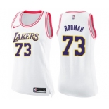 Women's Nike Los Angeles Lakers #73 Dennis Rodman Swingman WhitePink Fashion NBA Jersey