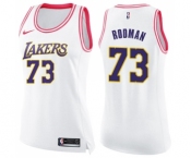 Women's Nike Los Angeles Lakers #73 Dennis Rodman Swingman WhitePink Fashion NBA Jersey