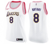 Women's Nike Los Angeles Lakers #8 Kobe Bryant Swingman White Pink Fashion NBA Jersey