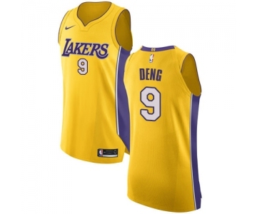 Women's Nike Los Angeles Lakers #9 Luol Deng Authentic Gold Home NBA Jersey - Icon Edition