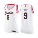 Women's Nike Los Angeles Lakers #9 Luol Deng Swingman White Pink Fashion NBA Jersey