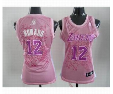 women nba los angeles lakers #12 dwight howard pink