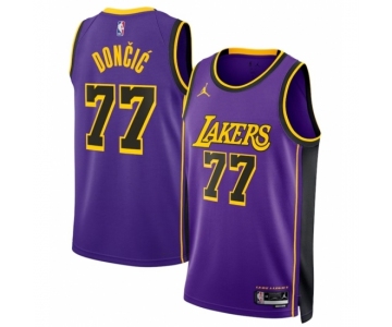 Youth #77 Luka Doncic Los Angeles Lakers Jordan Brand Swingman Jersey Icon Edition Purple