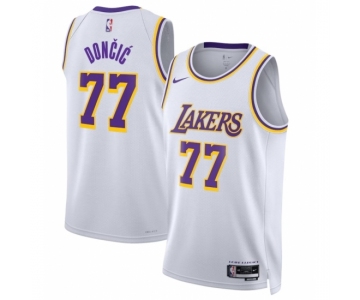 Youth #77 Luka Doncic Los Angeles Lakers Jordan Brand Swingman Jersey Icon Edition White