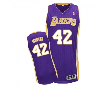 Youth Adidas Los Angeles Lakers #42 James Worthy Authentic Purple Road NBA Jersey