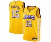 Youth Los Angeles Lakers #15 DeMarcus Cousins Swingman Gold Basketball Jersey - 2019-20 City Edition