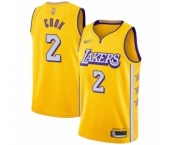 Youth Los Angeles Lakers #2 Quinn Cook Swingman Gold Basketball Jersey - 2019-20 City Edition