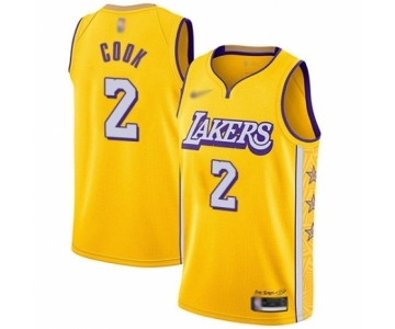 Youth Los Angeles Lakers #2 Quinn Cook Swingman Gold Basketball Jersey - 2019-20 City Edition