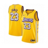 Youth Los Angeles Lakers #23 LeBron James Swingman Gold Basketball Jersey - 2019-20 City Edition