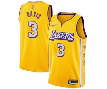 Youth Los Angeles Lakers #3 Anthony Davis Swingman Gold Basketball Jersey - 2019-20 City Edition